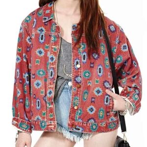 AZTEC SOUTHWESTERN PATTERNED JEAN JACKET